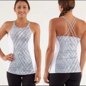 Lululemon Fossil White  and Grey Virtuous Tank Top